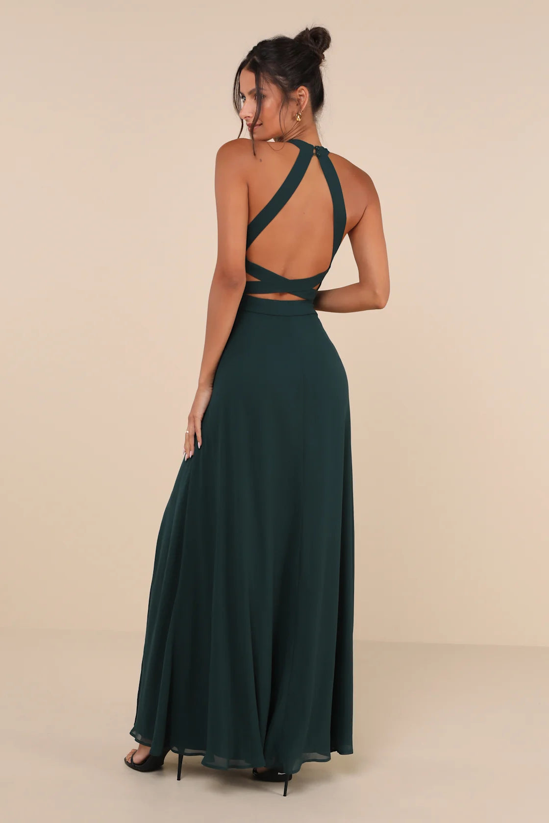 Confidently Charismatic Black Backless Halter Maxi Dress