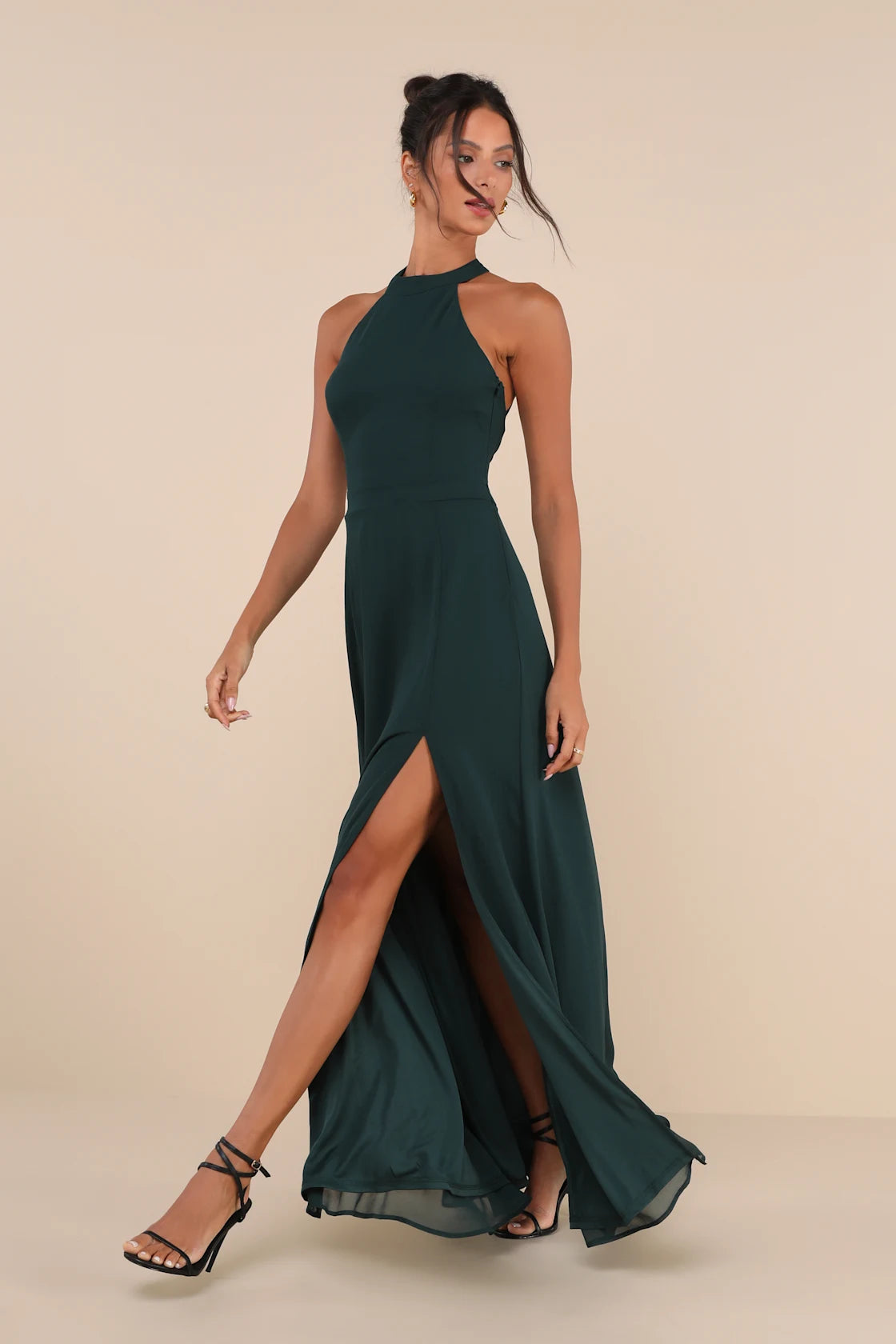 Confidently Charismatic Black Backless Halter Maxi Dress