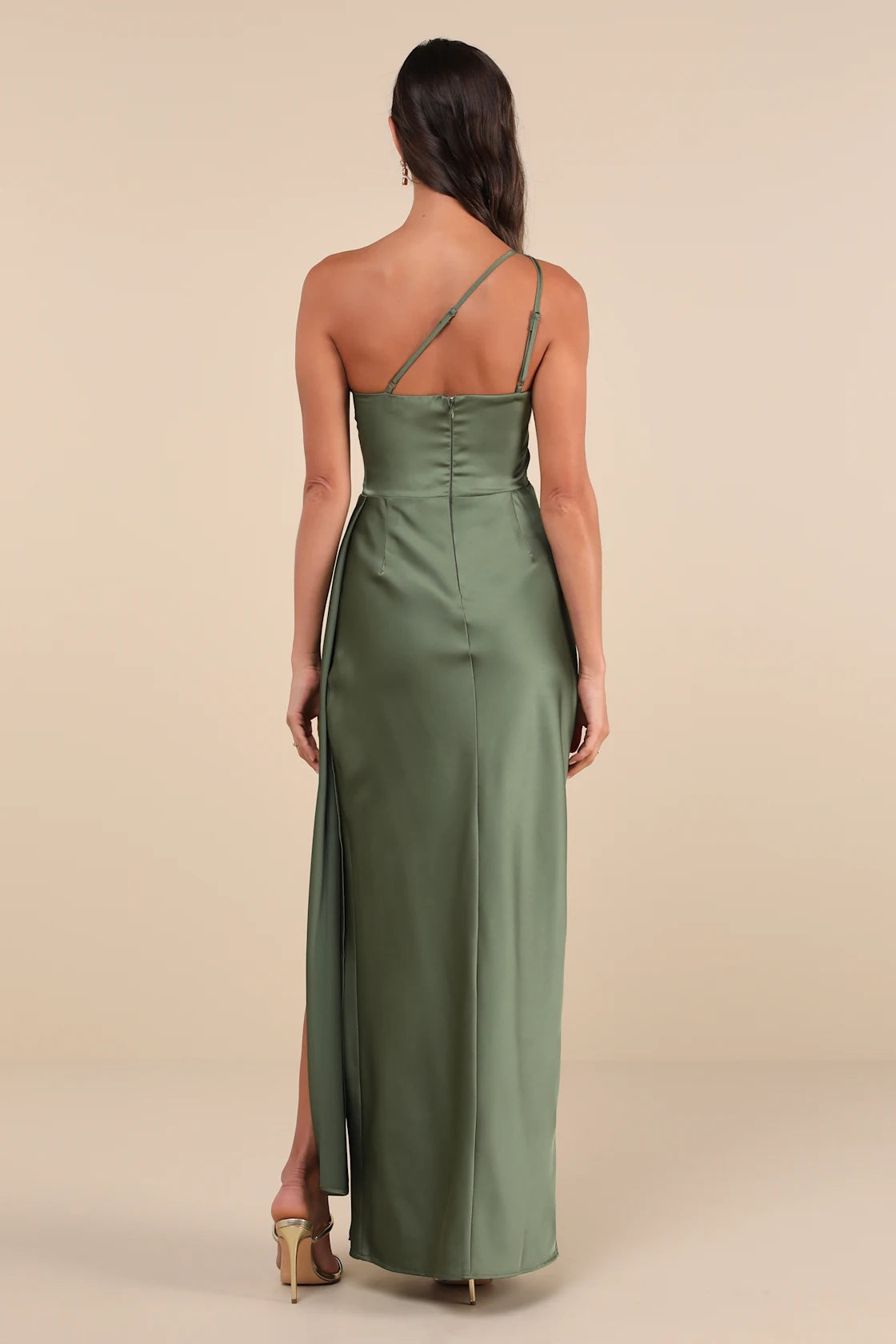 Signature Elegance Satin One-Shoulder Maxi Dress