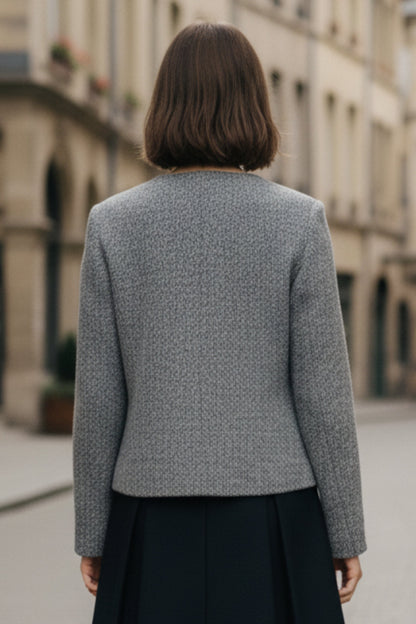 Ash Grey Double-Sided Cashmere Buckle Blazer