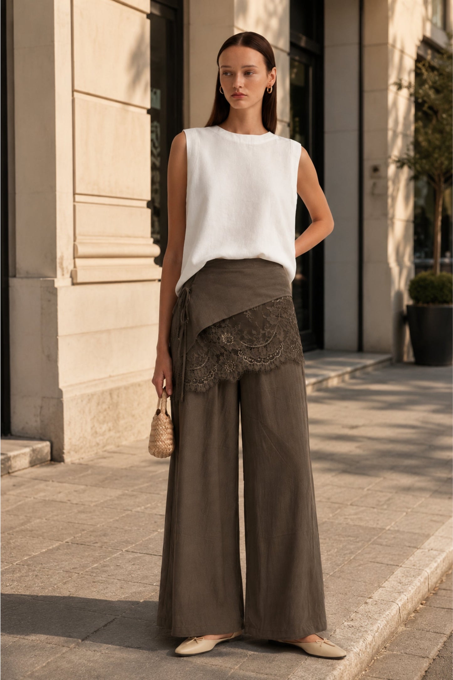 Cocoa Lace Overlay Pants