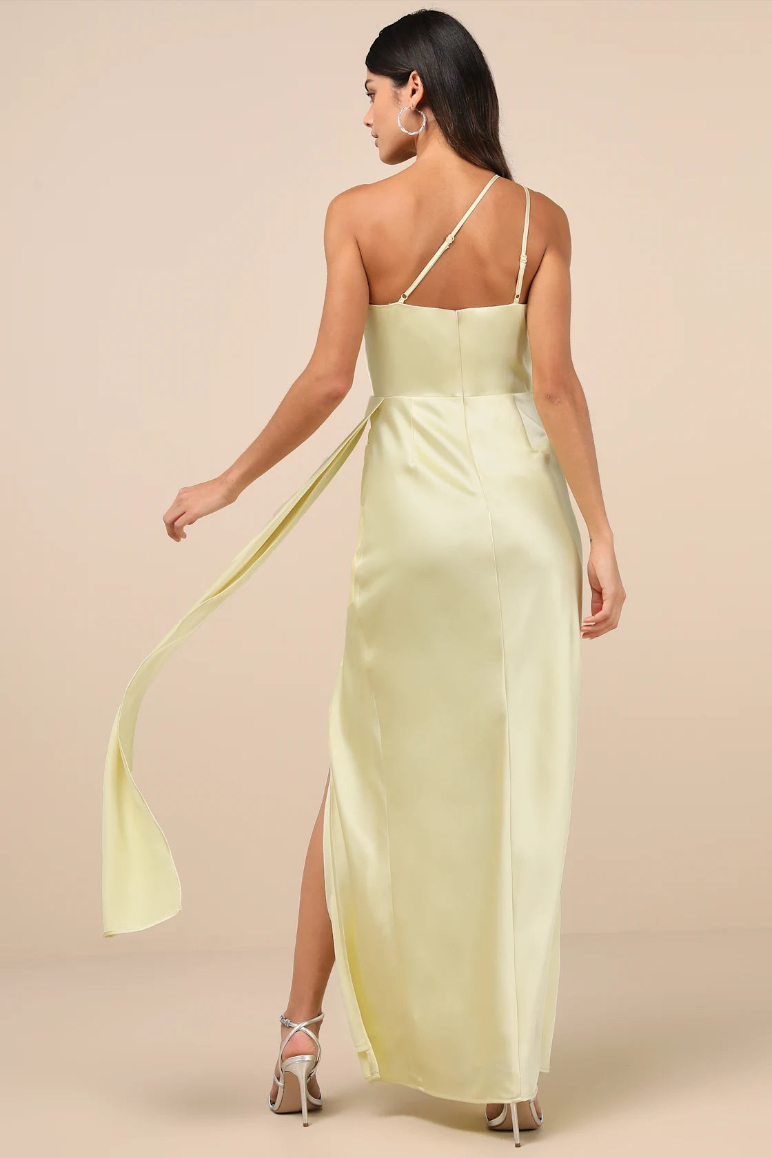 Signature Elegance Satin One-Shoulder Maxi Dress