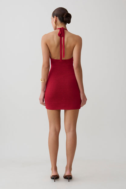 Bohdie Crochet Halter Mini Dress - Pomegranate