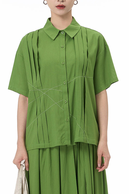 Pistachio Pleat Oversized Shirt