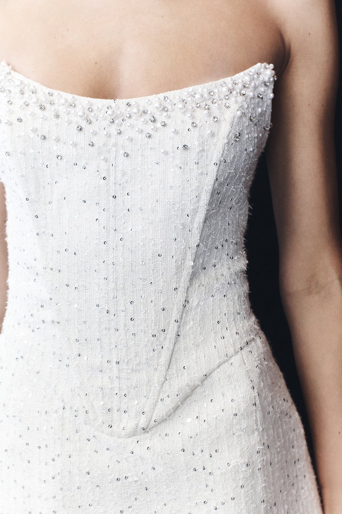 Lorrie Tweed Corset Mini Dress - White