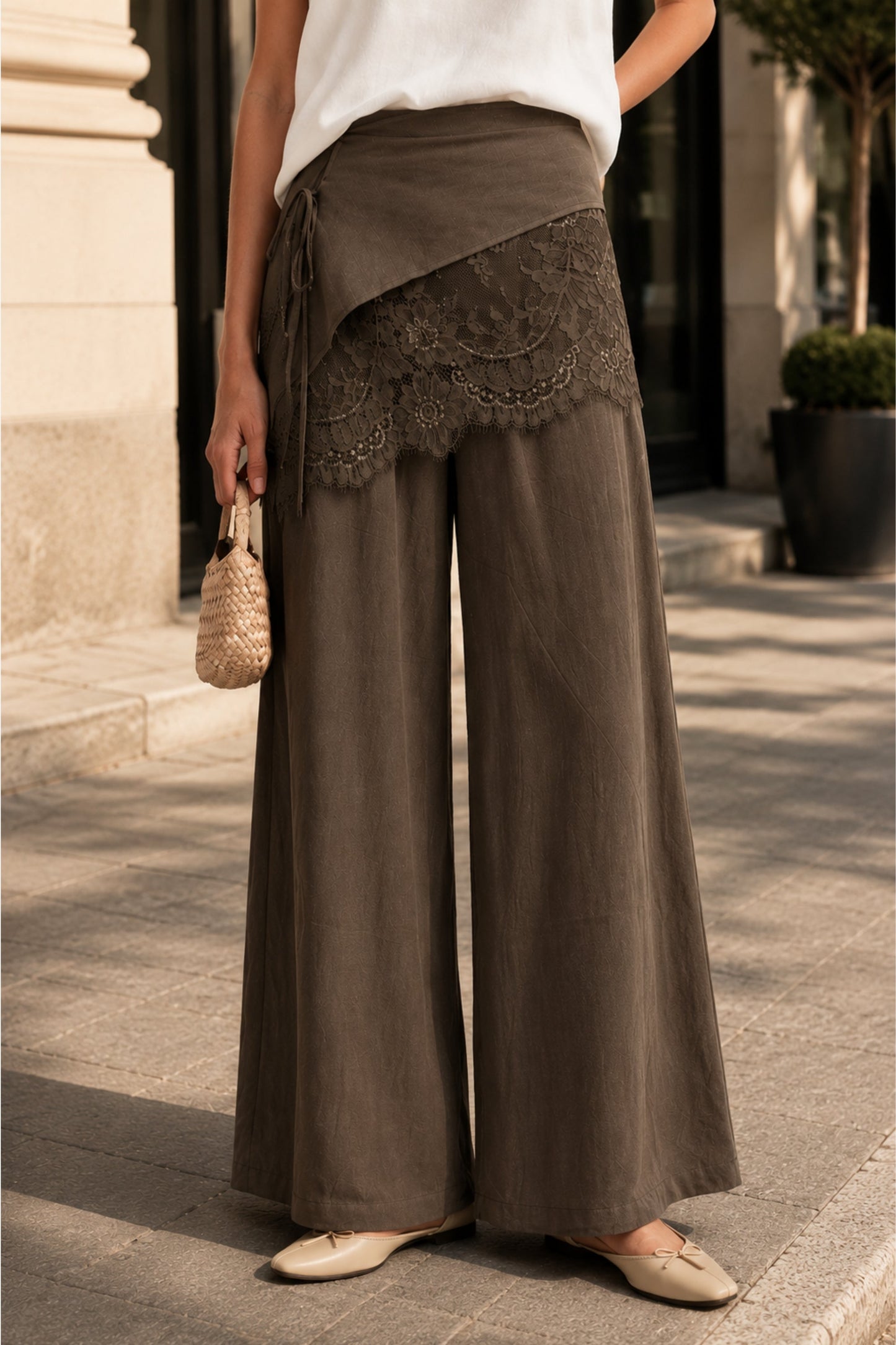 Cocoa Lace Overlay Pants