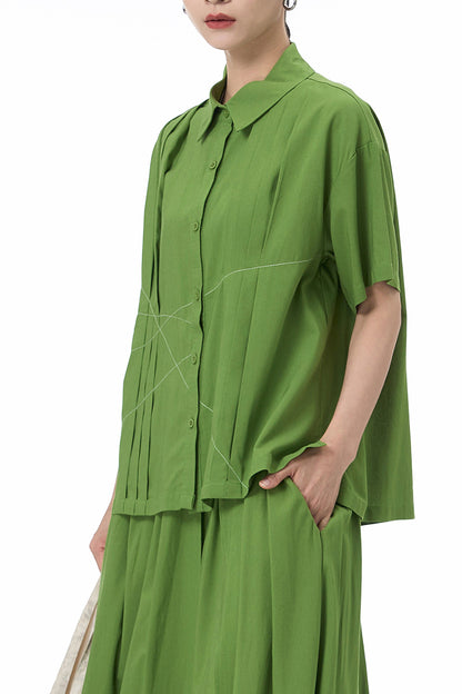 Pistachio Pleat Oversized Shirt