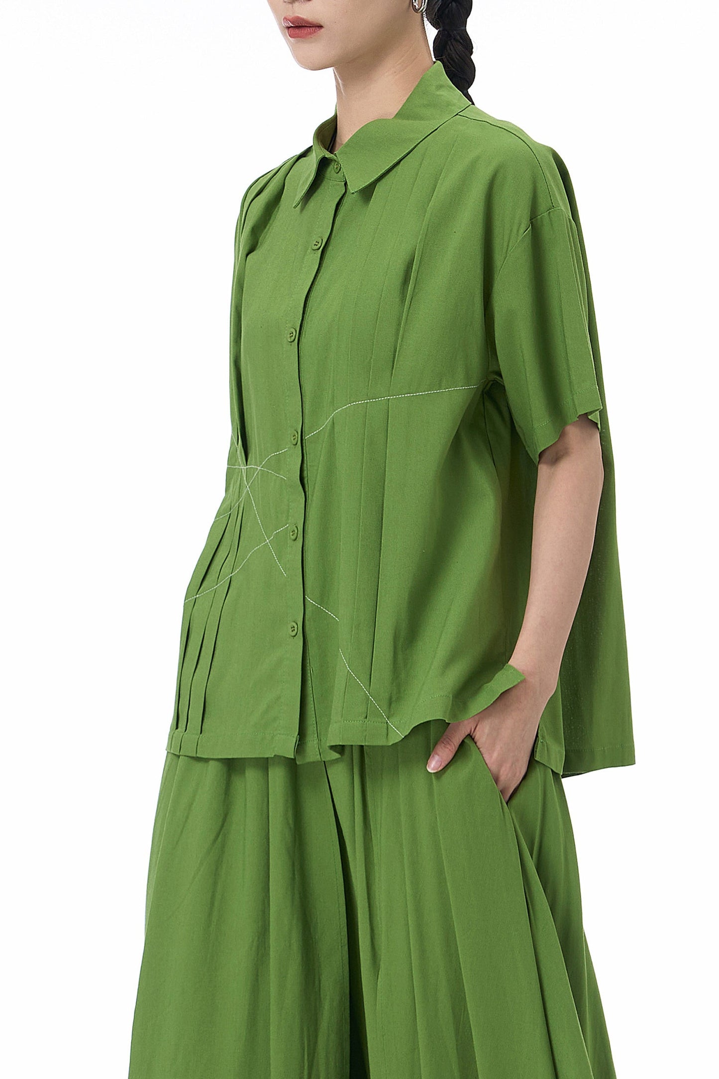 Pistachio Pleat Oversized Shirt