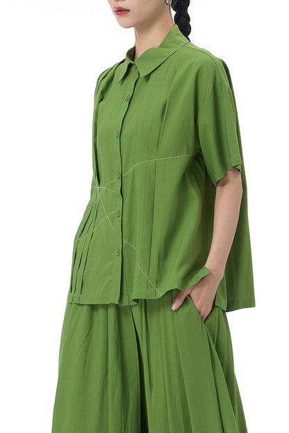 Pistachio Pleat Oversized Shirt