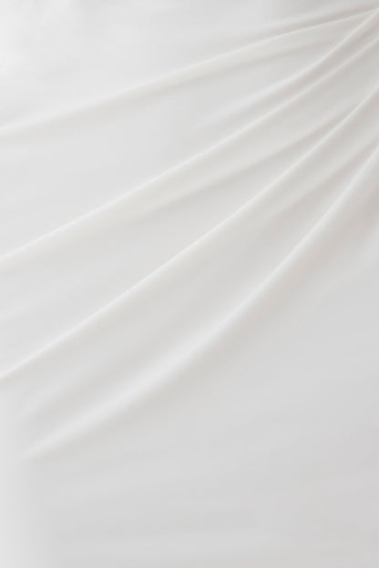Yuna Draped Hardware Midi Dress - Ivory