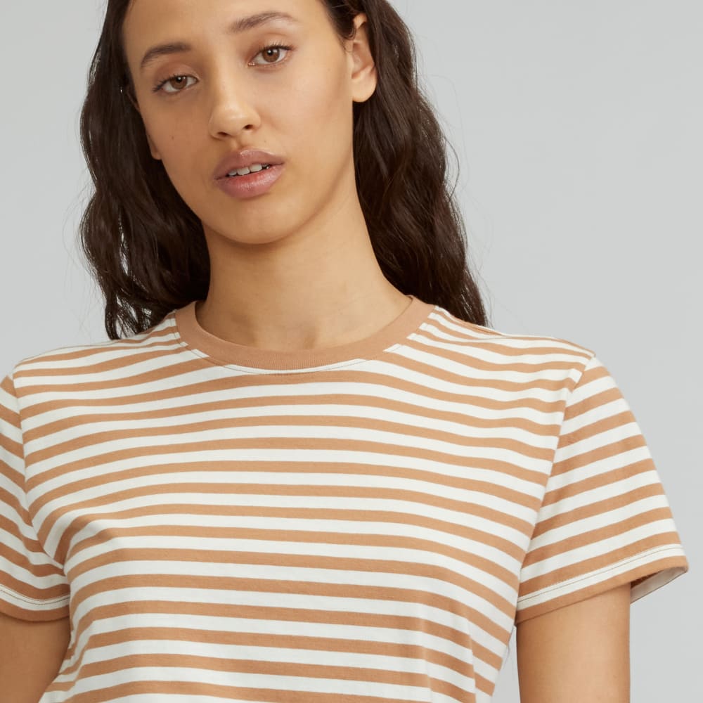 The Box-Cut Tee in Essential Cotton | Caramel / Canvas Tan | No Pocket