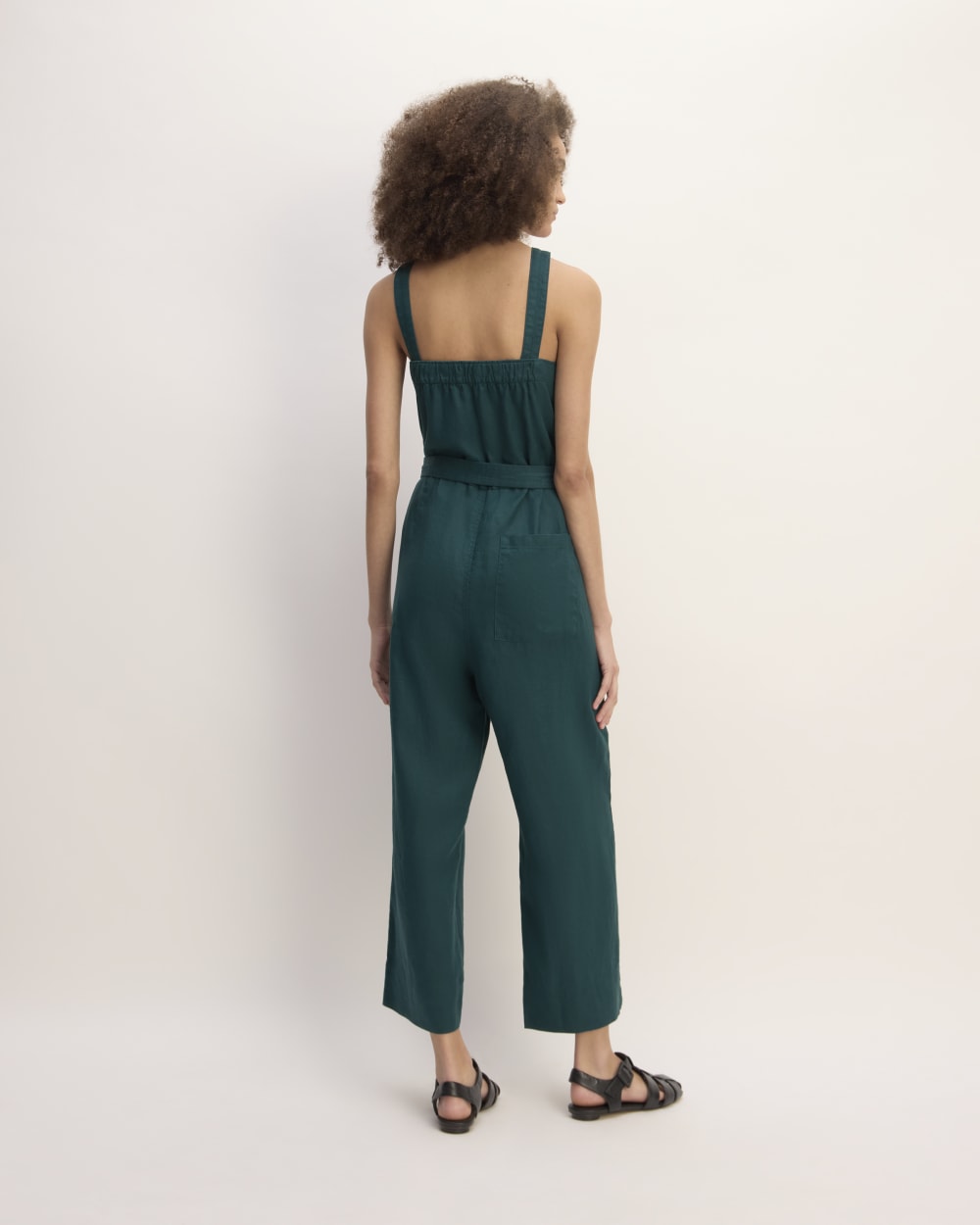 The Linen Side-Button Jumpsuit | Dark Sea