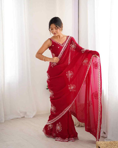 Space Silk Original Beads Work Party Saree