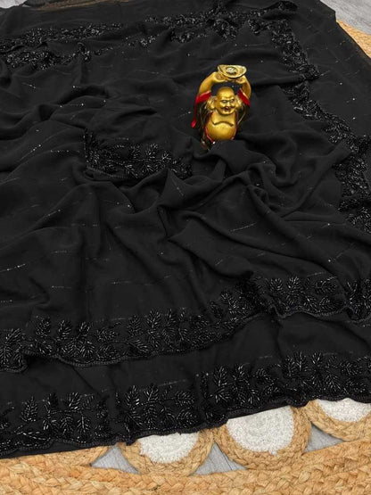 Black Beads Grand Party Wear Saree