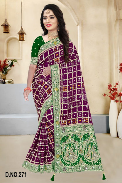 Satin Contrast Pallu Saree with Swarovski Detailing