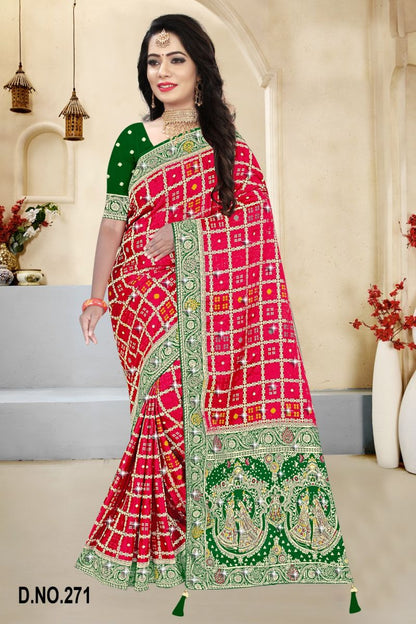 Satin Contrast Pallu Saree with Swarovski Detailing