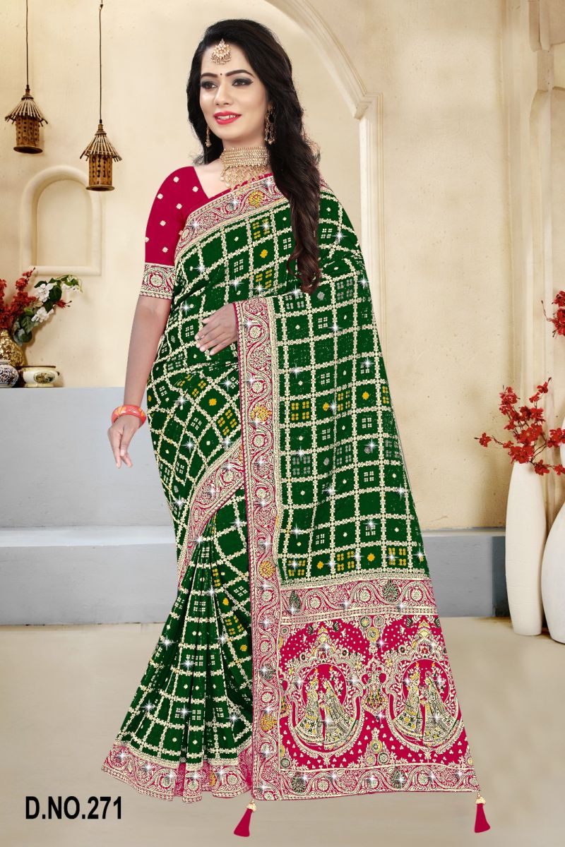 Satin Contrast Pallu Saree with Swarovski Detailing