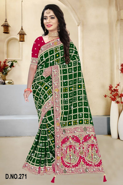 Satin Contrast Pallu Saree with Swarovski Detailing