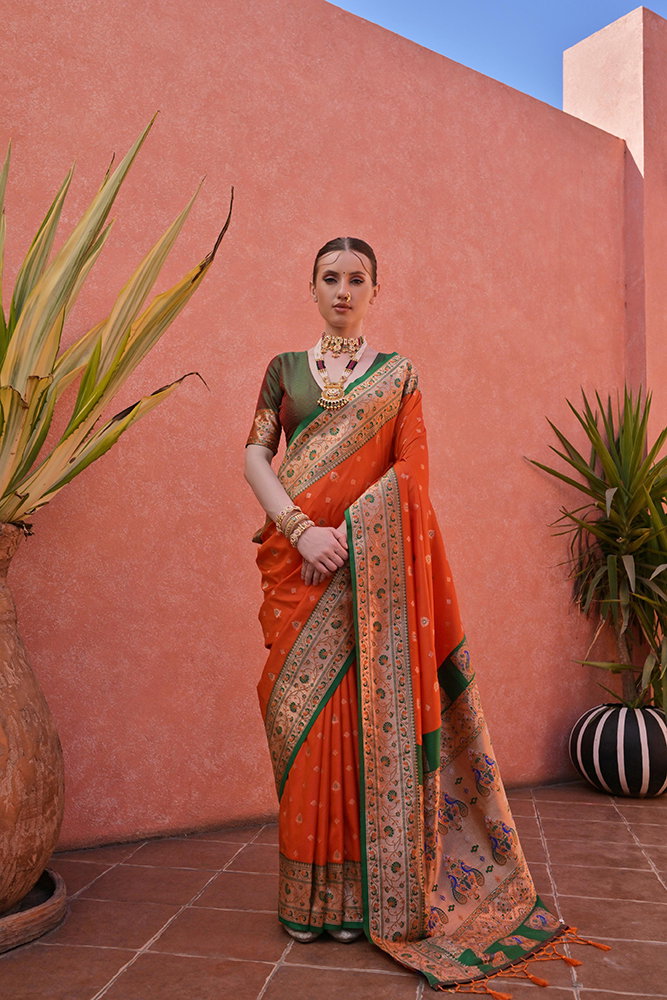 Soft Banarasi Silk Paithani Zari Woven Saree
