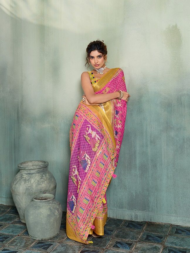 Linen Printed Saree with Zari Border
