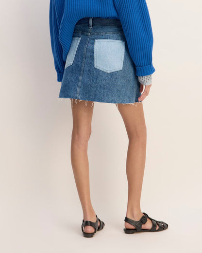 The Denim Patchwork Mini Skirt | Diamond Blue