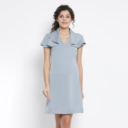 Blue Drape Sleeve Dress