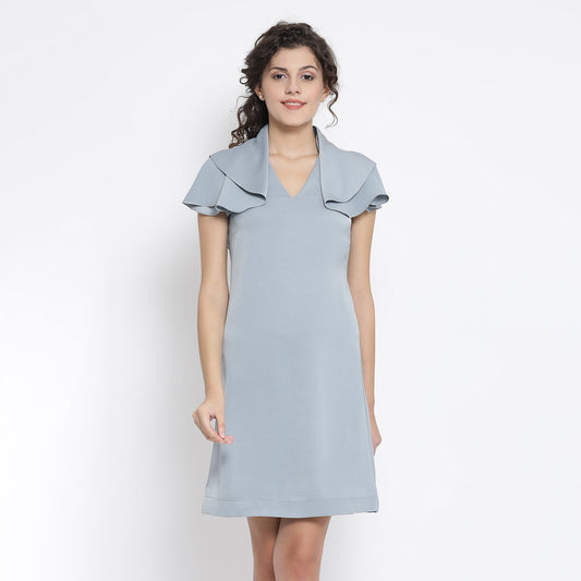 Blue Drape Sleeve Dress