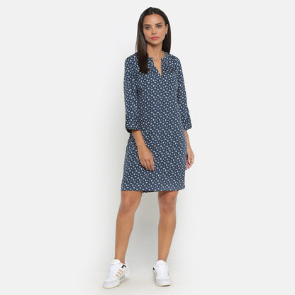 Blue Bird Printed Short Dress
