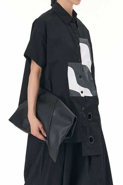 Abstract Black Oversized Shirt