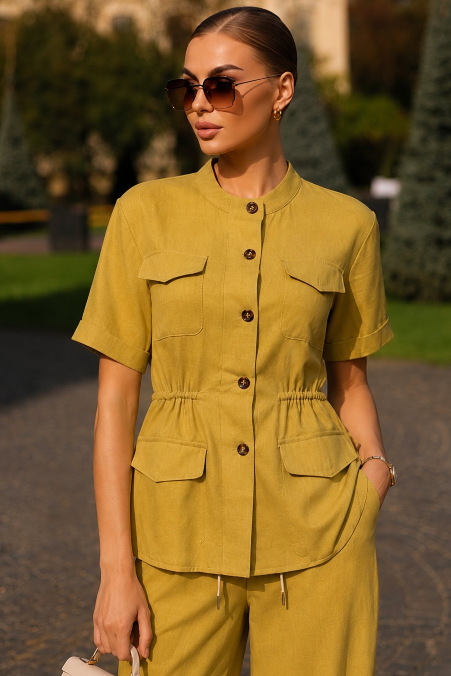 Honey Utility Linen Coord