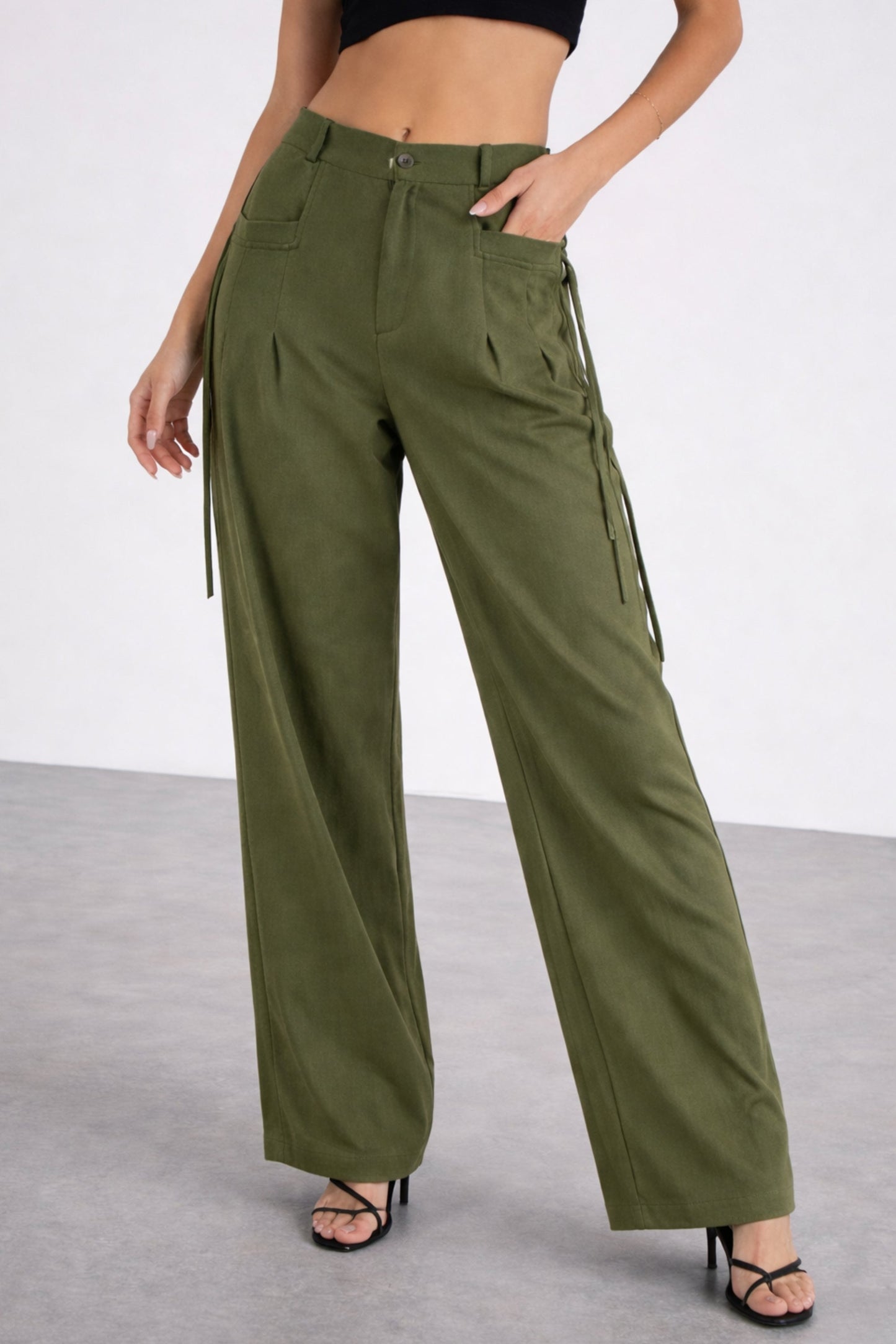 Green Pants with Pocket Strings