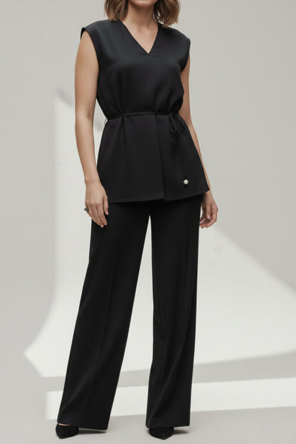 Black Tailored Top & Pant Co-Ord Set