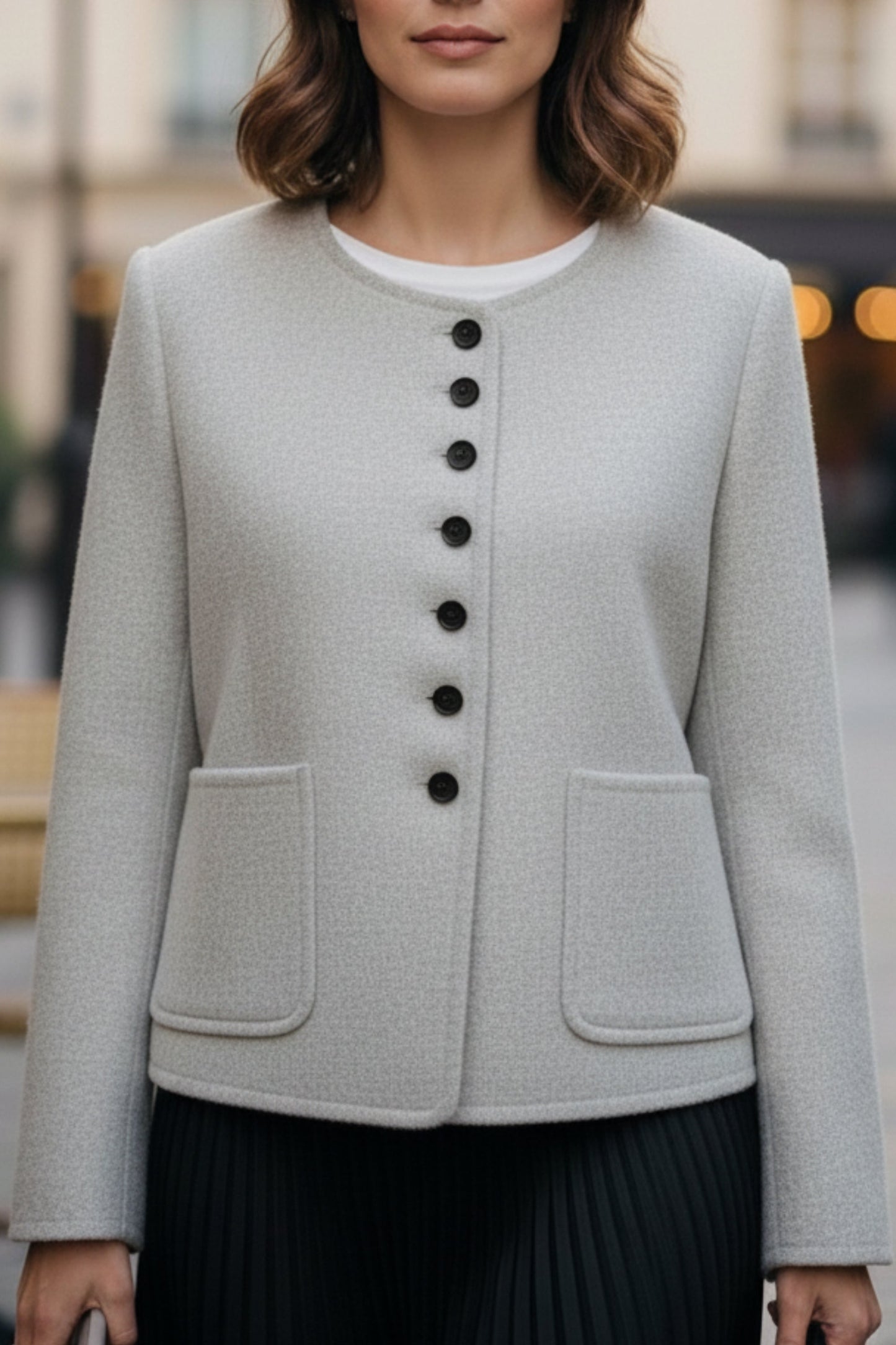 Cloud Grey Double-Sided Cashmere Blazer