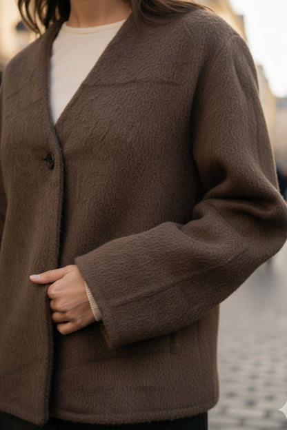 Brown V-neck wool Blazer