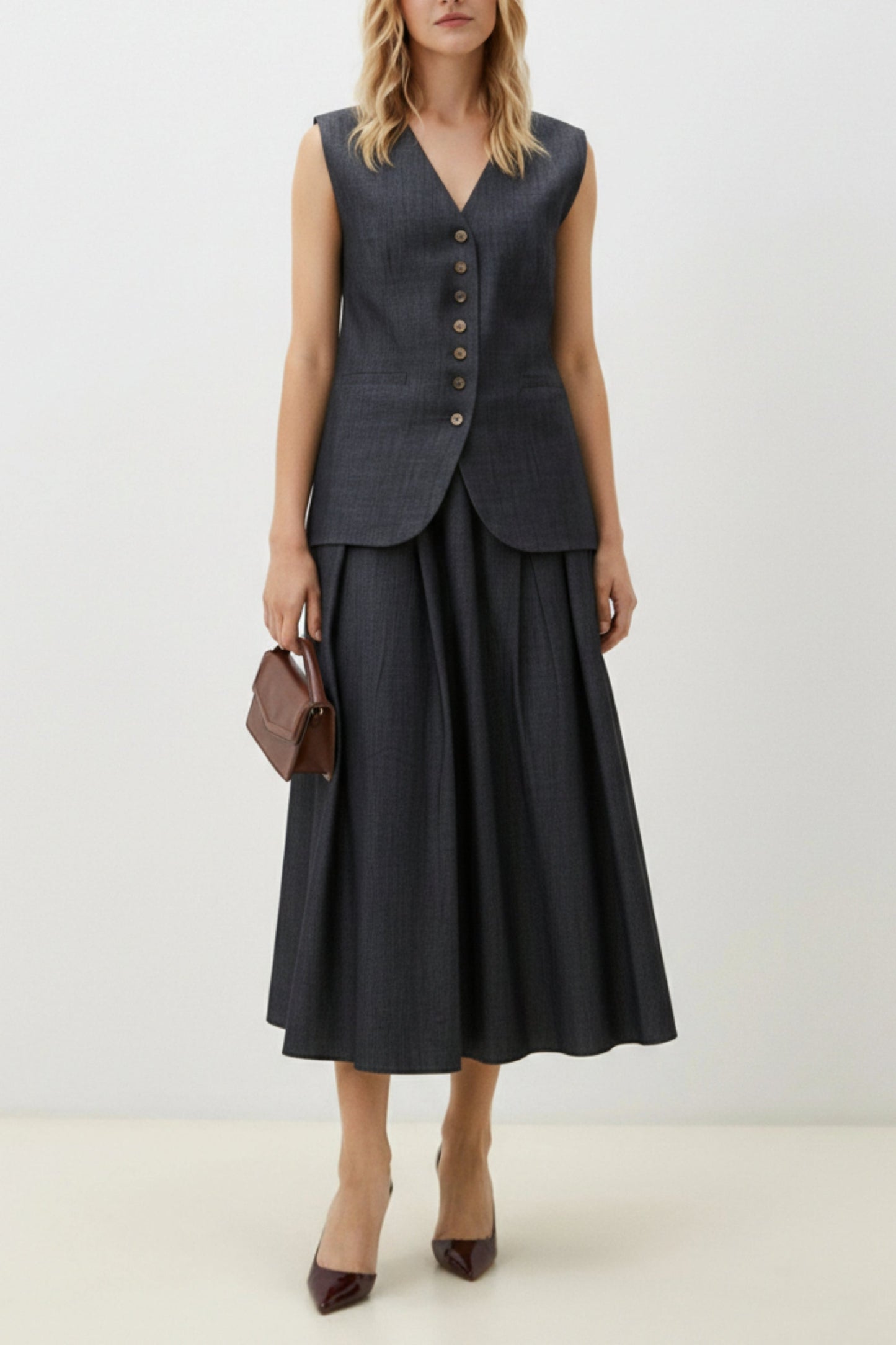 Denim Waistcoat Skirt Co-ord Set
