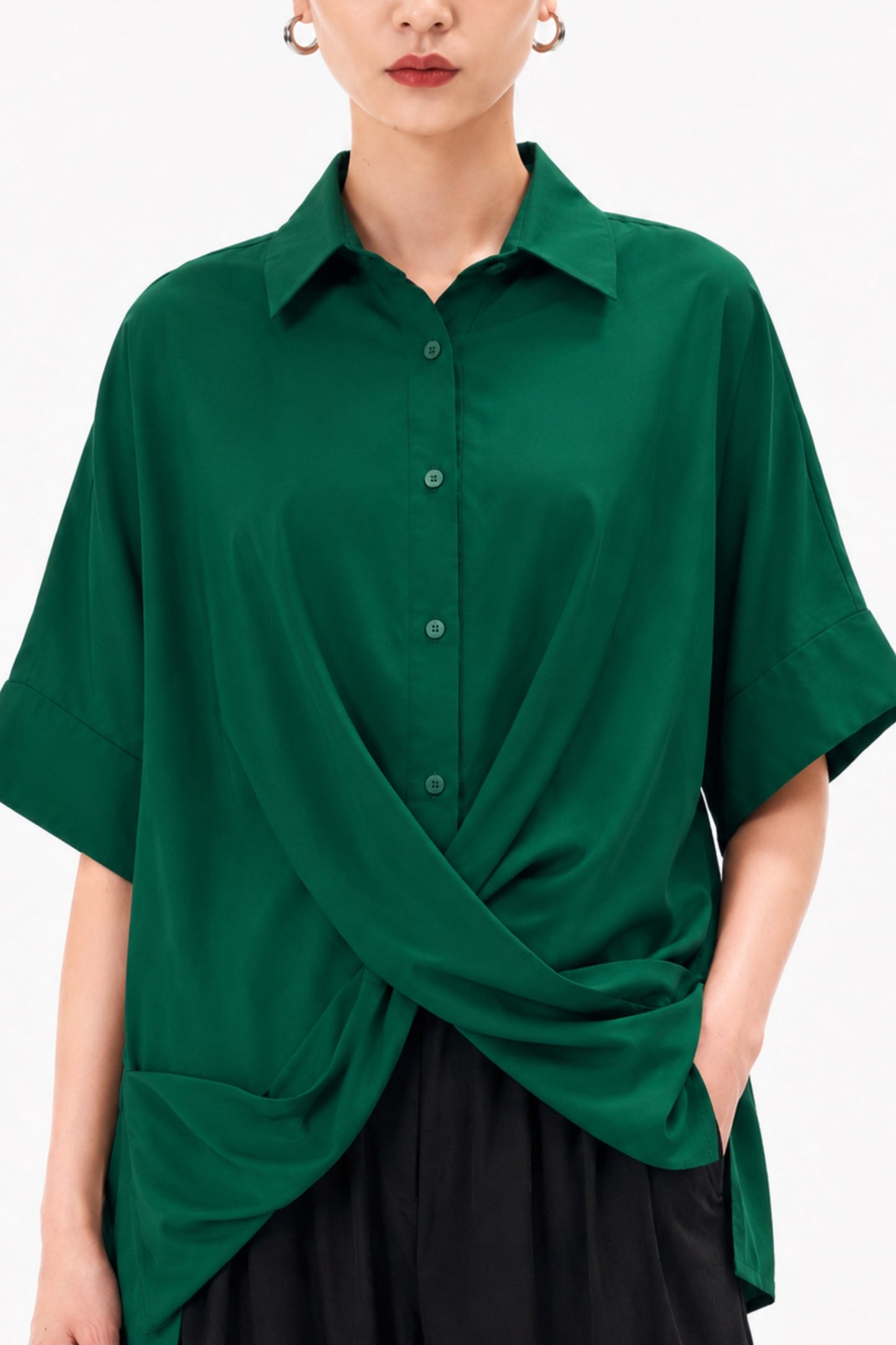 Emerald Cross Hem Shirt