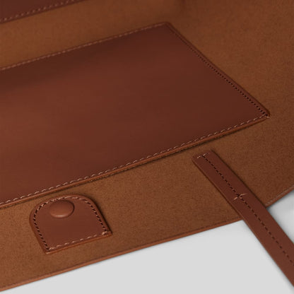 The Luxe Medium Italian Leather Tote | Cognac