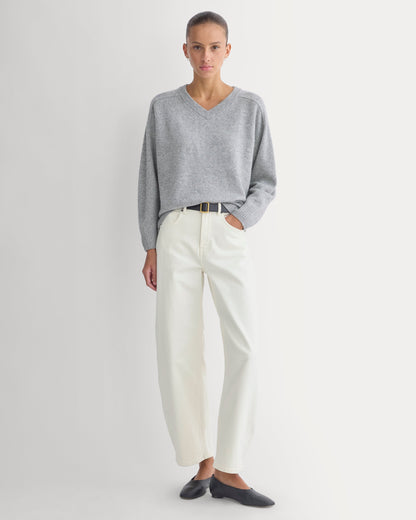 Cashmere High V Boyfriend Sweater | Grey