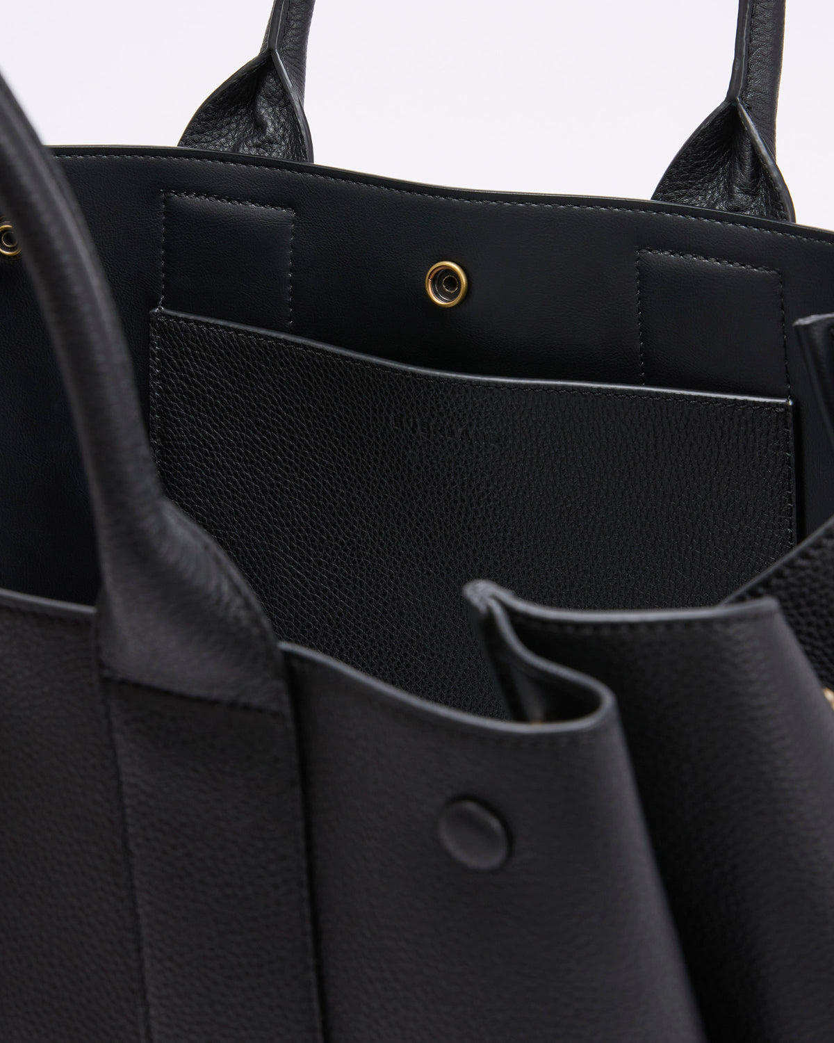 Leather Boxy Tote | Black Pebble Leather