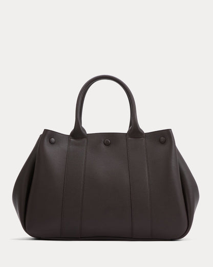 Leather Boxy Tote | Chocolate Pebble Leather
