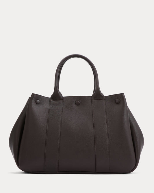 Leather Boxy Tote | Chocolate Pebble Leather