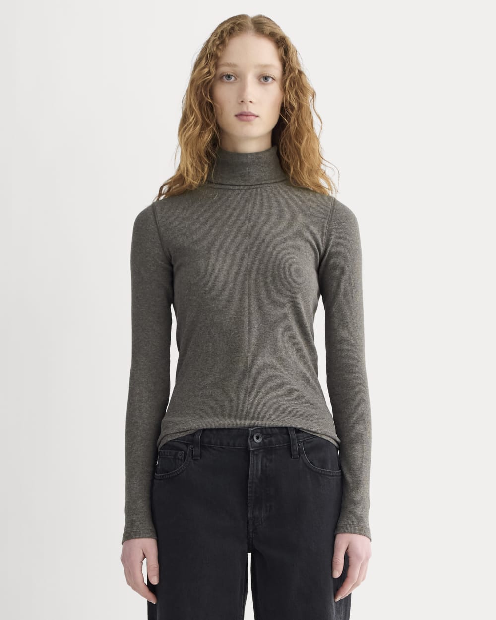 The Luxe Rib Turtleneck | Washed Heathered Fatigue