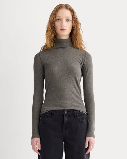 The Luxe Rib Turtleneck | Washed Heathered Fatigue