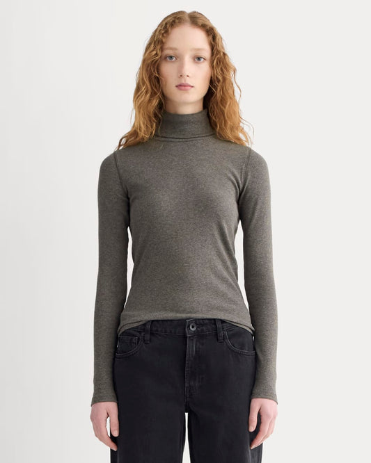 The Luxe Rib Turtleneck | Washed Heathered Fatigue