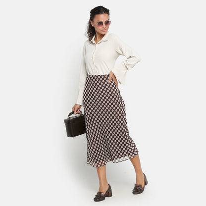 Brown Polka Dot Bias Skirt