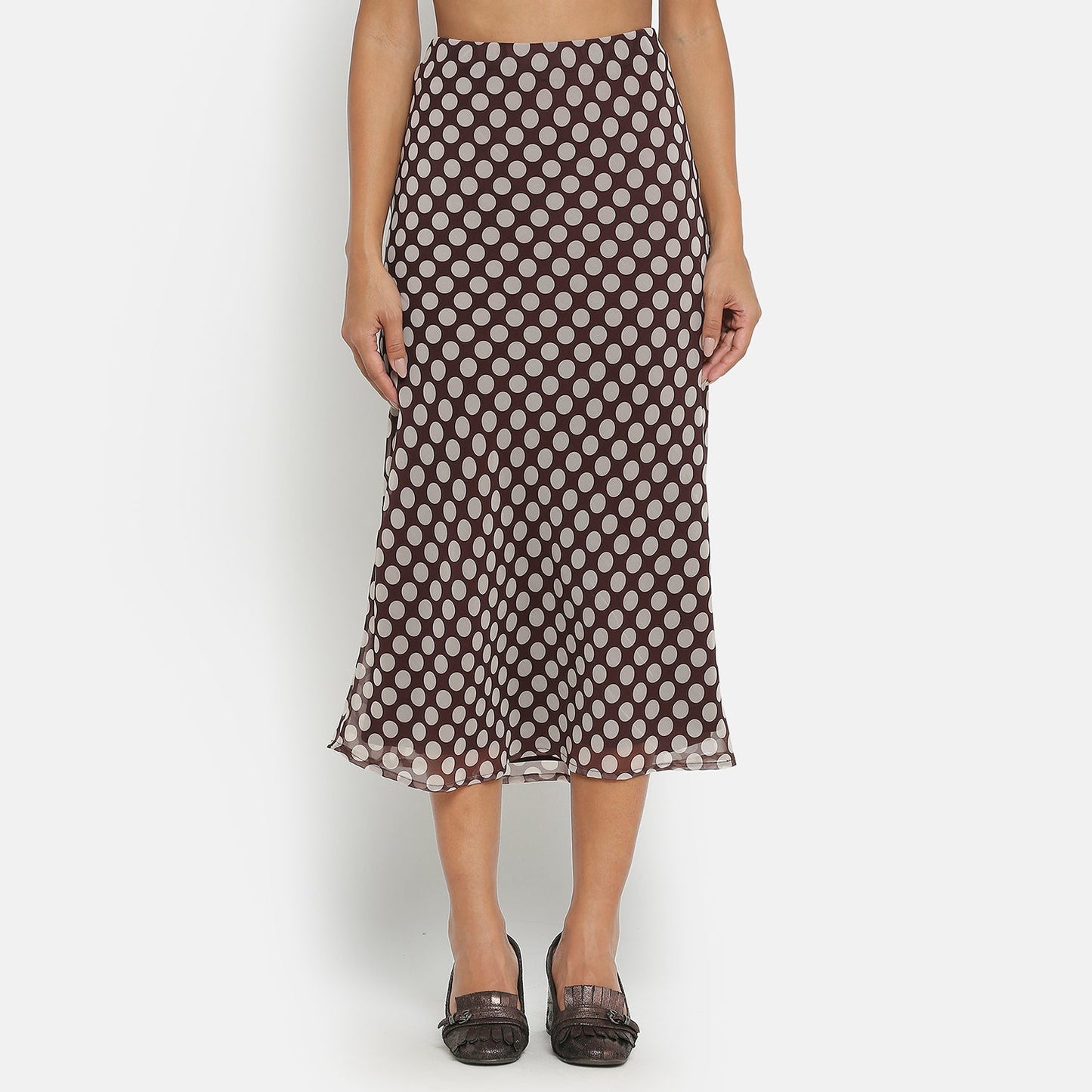 Brown Polka Dot Bias Skirt