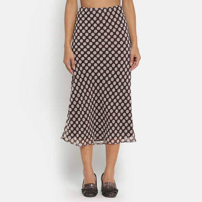 Brown Polka Dot Bias Skirt