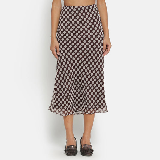 Brown Polka Dot Bias Skirt
