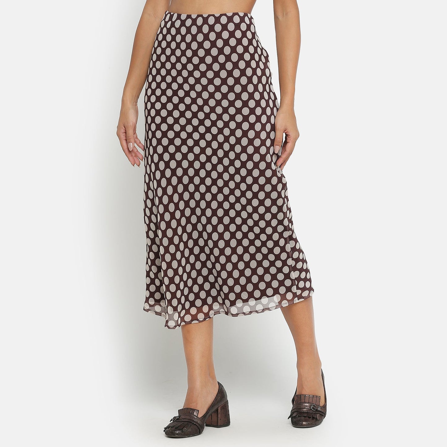 Brown Polka Dot Bias Skirt