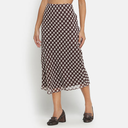 Brown Polka Dot Bias Skirt